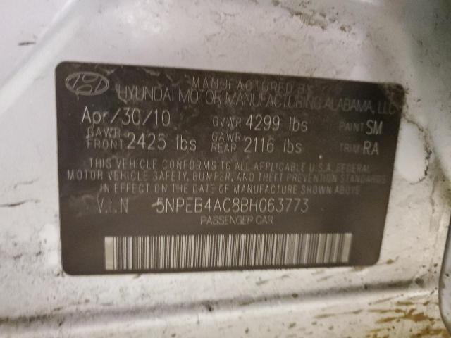 5NPEB4AC8BH063773 - 2011 HYUNDAI SONATA GLS GRAY photo 12