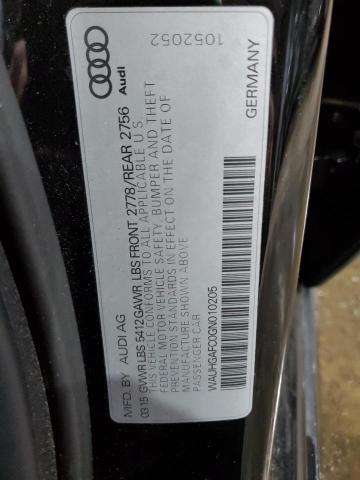 WAUHGAFC0GN010205 - 2016 AUDI A6 PRESTIGE შავი ფოტო 12