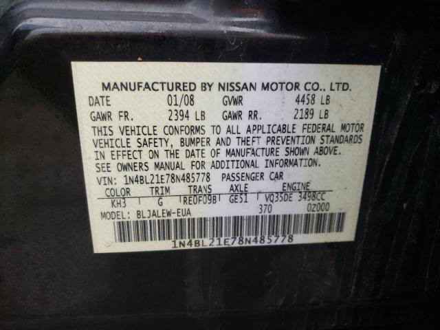 1N4BL21E78N485778 - 2008 NISSAN ALTIMA 3.5SE BLACK photo 13