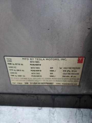 5YJSA1H16EFP60807 - 2014 TESLA MODEL S SILVER photo 12