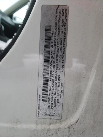 3VW2K7AJ3CM306188 - 2012 VOLKSWAGEN JETTA BASE Սպիտակ լուսանկար 12