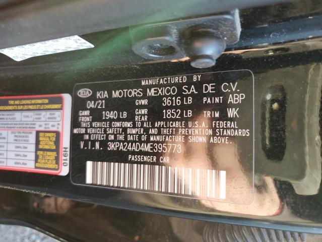 3KPA24AD4ME395773 - 2021 KIA RIO LX BLACK photo 12