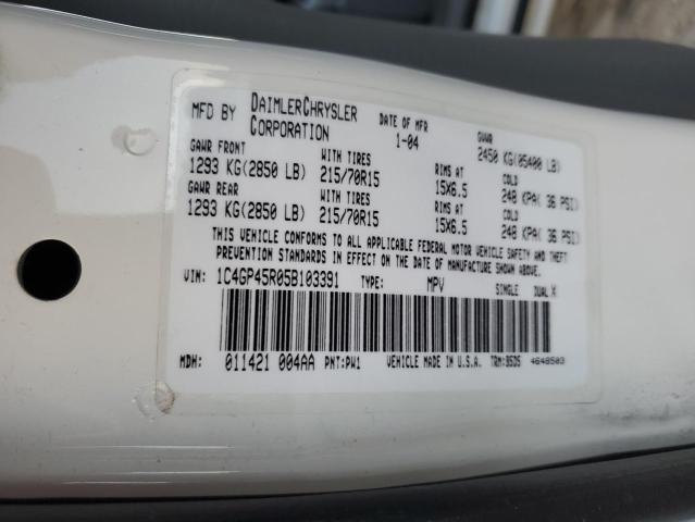 1C4GP45R05B103391 - 2005 CHRYSLER TOWN & COU 白色 照片 13