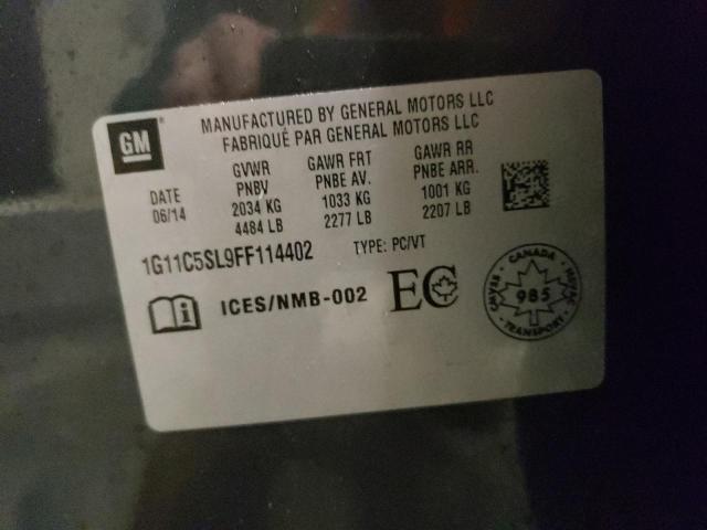 1G11C5SL9FF114402 - 2015 CHEVROLET MALIBU 1LT BLACK photo 12