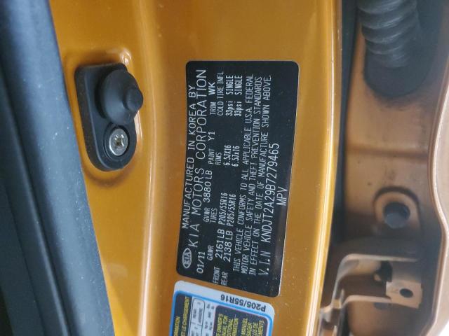 KNDJT2A29B7279465 - 2011 KIA SOUL + ORANGE photo 13