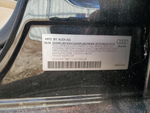 WAUKF78E77A018528 - 2007 AUDI A4 2.0T AV BLACK photo 13