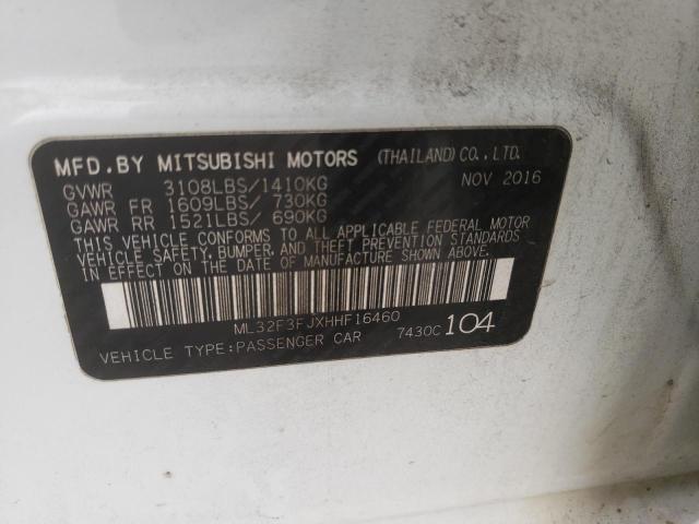 ML32F3FJXHHF16460 - 2017 MITSUBISHI MIRAGE G4 ES თეთრი ფოტო 12