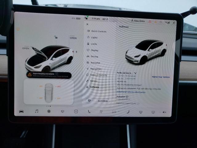 5YJYGDEEXLF011247 - 2020 TESLA MODEL Y WHITE photo 9