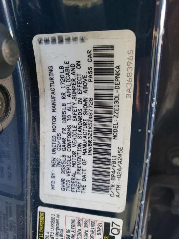 1NXBR32EX5Z487728 - 2005 TOYOTA COROLLA CE BLUE photo 12