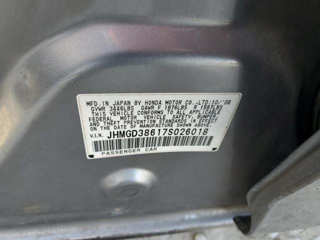 JHMGD38617S026018 - 2007 HONDA FIT S 银色 照片 12