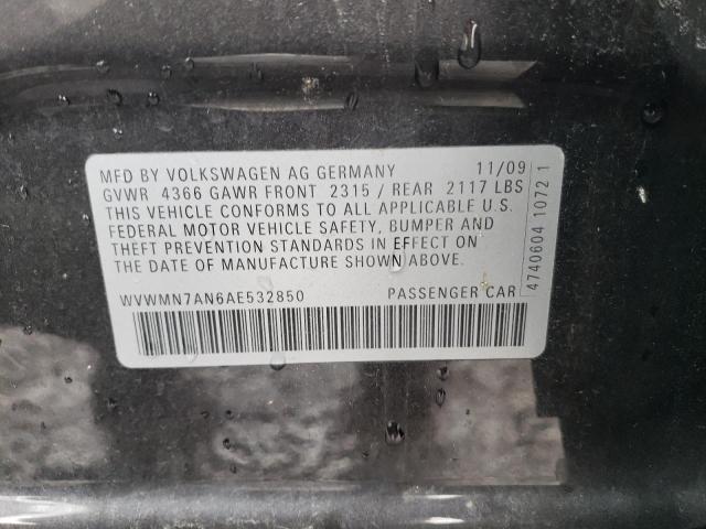 WVWMN7AN6AE532850 - 2010 VOLKSWAGEN CC SPORT GRAY photo 12