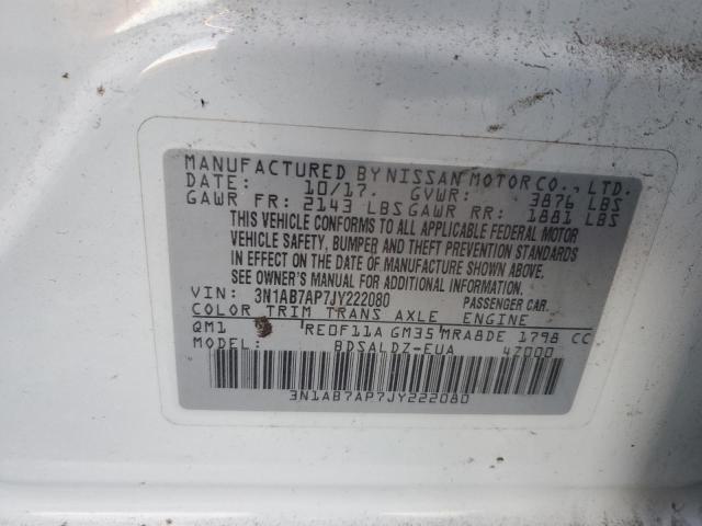 3N1AB7AP7JY222080 - 2018 NISSAN SENTRA S Ağ foto 12