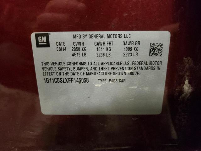 1G11C5SLXFF145058 - 2015 CHEVROLET MALIBU 1LT MAROON photo 12