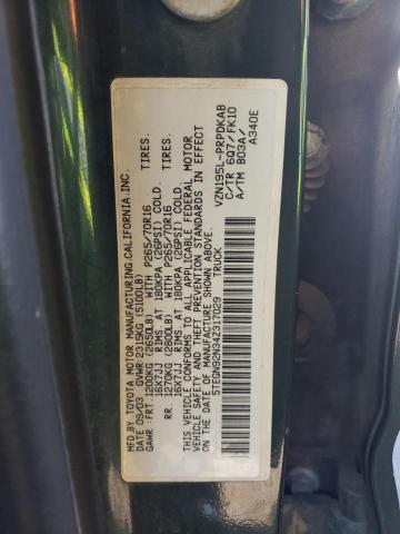 5TEGN92N34Z317029 - 2004 TOYOTA TACOMA DOUBLE CAB PRERUNNER GREEN photo 12