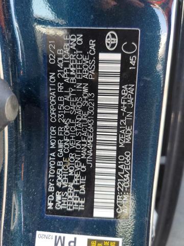 JTNA4MBE6M3130213 - 2021 TOYOTA COROLLA XSE BLUE photo 13