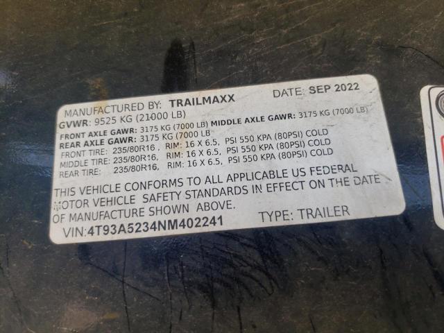 4T93A5234NM402241 - 2022 TRAIL KING TRAILER BLACK photo 10