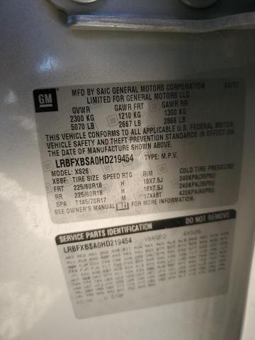 LRBFXBSA0HD219454 - 2017 BUICK ENVISION ESSENCE Արծաթագույն լուսանկար 13
