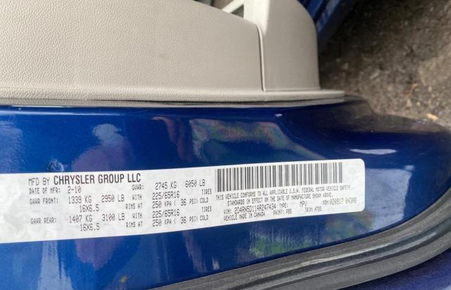 2D4RN5D11AR247434 - 2010 DODGE GRAND CARA SXT BLUE photo 10