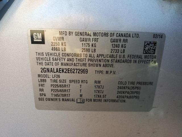 2GNALAEK2E6272969 - 2014 CHEVROLET EQUINOX LS SILVER photo 12