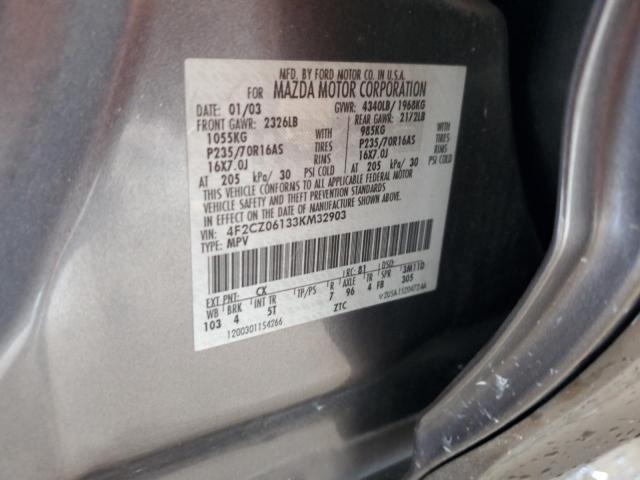 4F2CZ06133KM32903 - 2003 MAZDA TRIBUTE ES ნაცრისფერი ფოტო 13