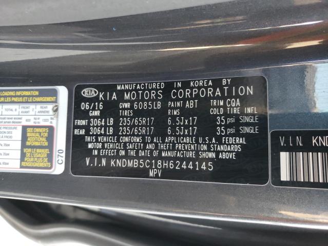 KNDMB5C18H6244145 - 2017 KIA SEDONA LX GRAY photo 13