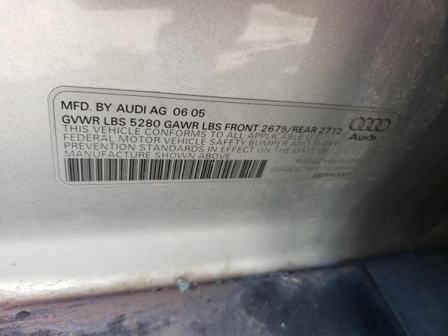 WAUDG74F86N039576 - 2006 AUDI A6 3.2 QUATTRO SILVER photo 12