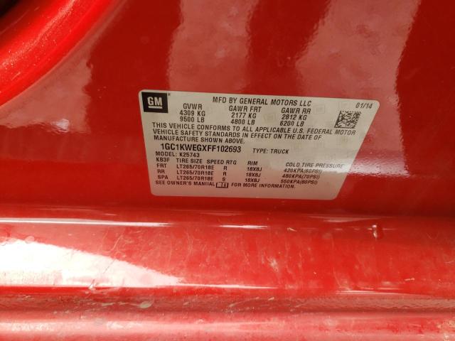 1GC1KWEGXFF102693 - 2015 CHEVROLET silverado K2500 HEAVY DUTY LTZ RED photo 12