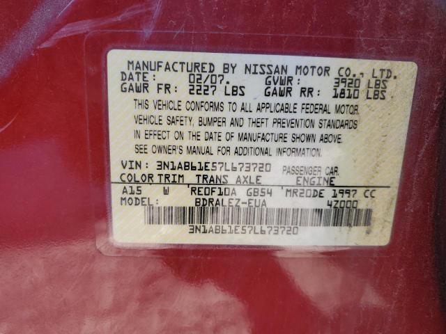 3N1AB61E57L673720 - 2007 NISSAN SENTRA 2.0 RED photo 12