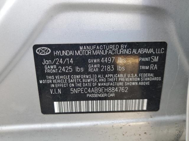 5NPEC4AB9EH884762 - 2014 HYUNDAI SONATA SE SILVER photo 12