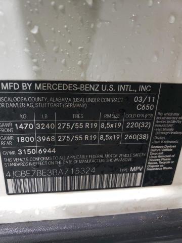 4JGBF7BE3BA715324 - 2011 MERCEDES-BENZ GL 450 4MATIC WHITE photo 14