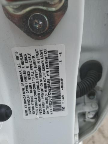 19XFC1F72HE201493 - 2017 HONDA CIVIC EXL თეთრი ფოტო 12