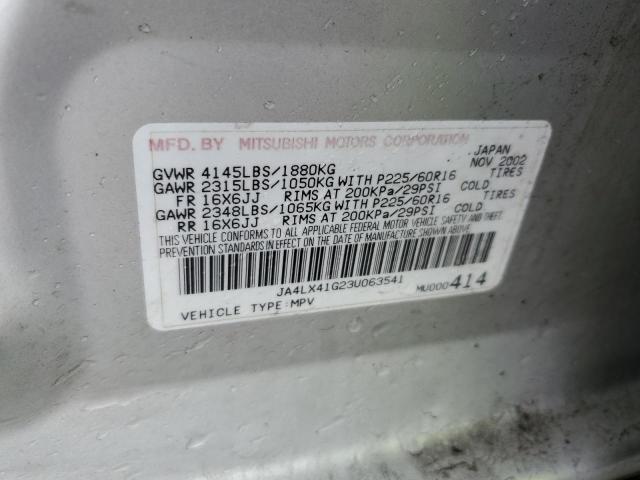 JA4LX41G23U063541 - 2003 MITSUBISHI OUTLANDER XLS SILVER photo 13