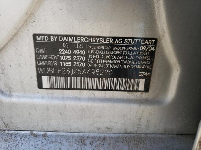 WDBUF26J75A695220 - 2005 MERCEDES-BENZ E 320 CDI SILVER photo 12