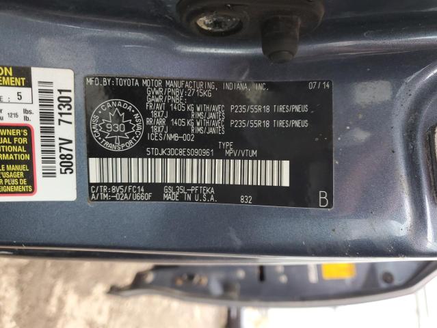 5TDJK3DC8ES090961 - 2014 TOYOTA SIENNA LE BLUE photo 14