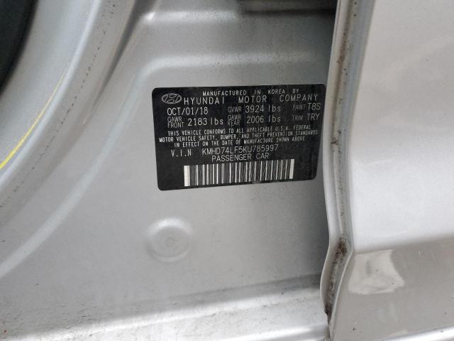 KMHD74LF5KU785997 - 2019 HYUNDAI ELANTRA SE SILVER photo 12