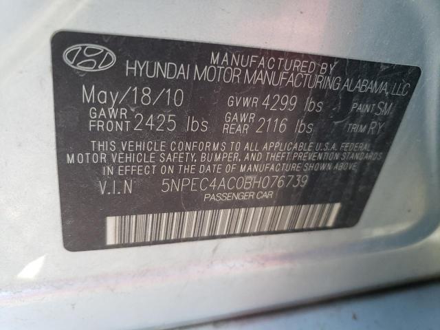 5NPEC4AC0BH076739 - 2011 HYUNDAI SONATA SE SILVER photo 12