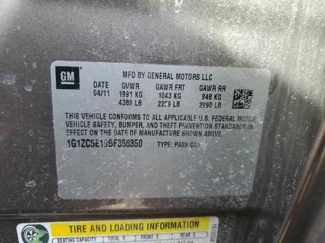 1G1ZC5E19BF358350 - 2011 CHEVROLET MALIBU 1LT 银色 照片 12