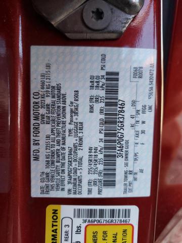 3FA6P0G75GR378467 - 2016 FORD FUSION S RED photo 13