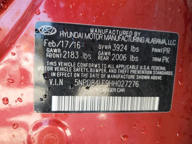 5NPD84LF9HH027276 - 2017 HYUNDAI ELANTRA SE RED photo 13