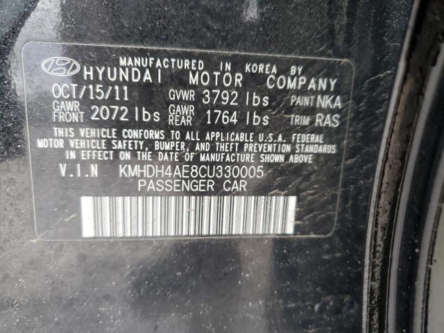 KMHDH4AE8CU330005 - 2012 HYUNDAI ELANTRA GLS BLACK photo 12