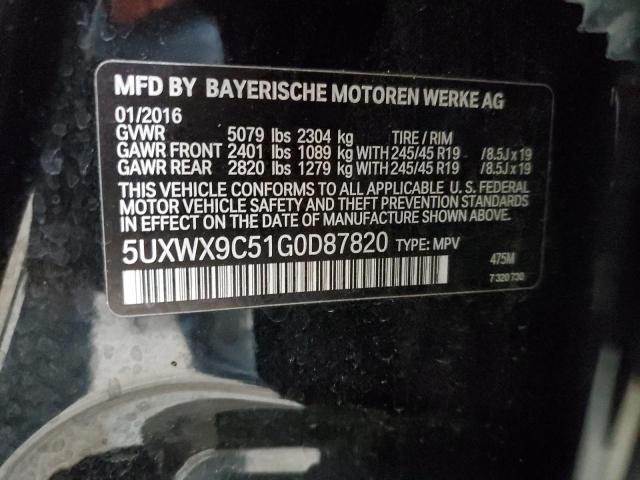 5UXWX9C51G0D87820 - 2016 BMW X3 XDRIVE28I BLACK photo 12