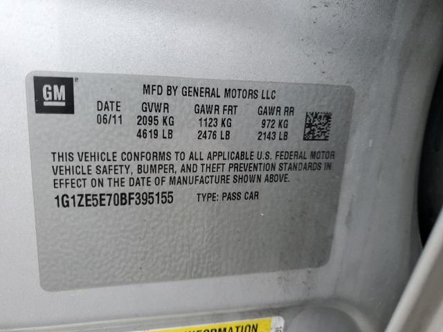 1G1ZE5E70BF395155 - 2011 CHEVROLET MALIBU LTZ ვერცხლისფერი ფოტო 12