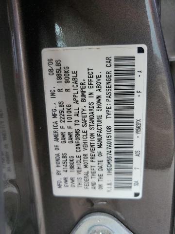 1HGCM56747A015108 - 2007 HONDA ACCORD EX GRAY photo 12