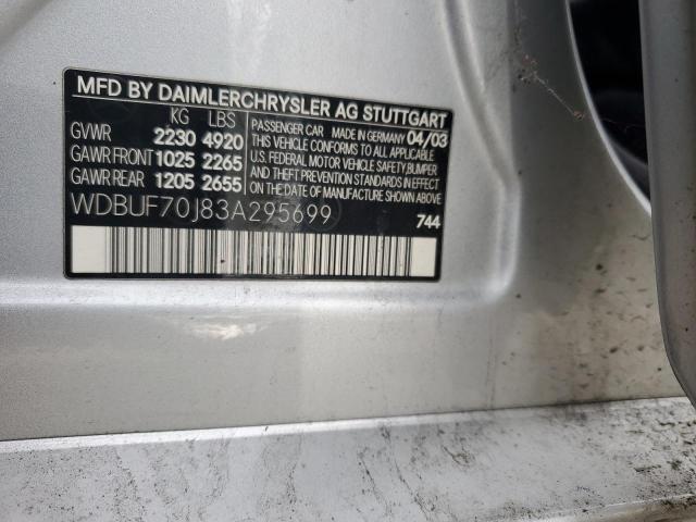 WDBUF70J83A295699 - 2003 MERCEDES-BENZ E 500 SILVER photo 12