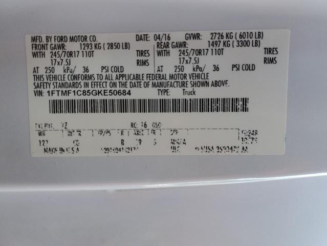 1FTMF1C85GKE50684 - 2016 FORD F150 WHITE photo 12