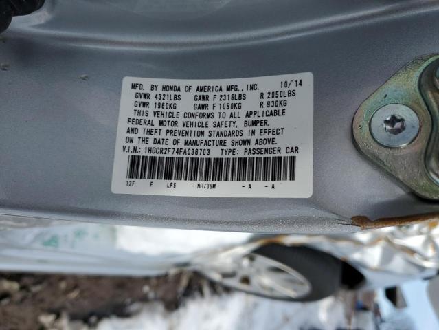 1HGCR2F74FA036703 - 2015 HONDA ACCORD EX SILVER photo 13