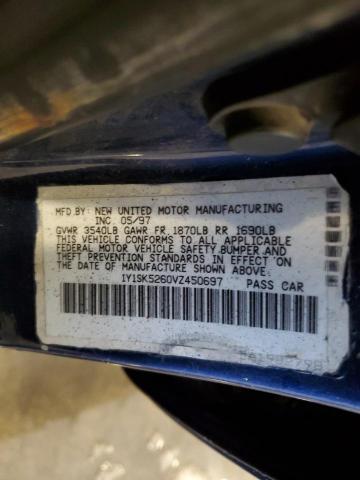 1Y1SK5260VZ450697 - 1997 GEO PRIZM BASE BLUE photo 12