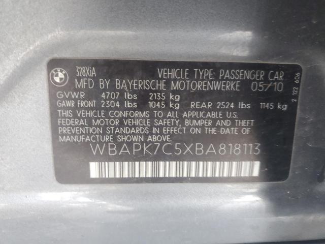 WBAPK7C5XBA818113 - 2011 BMW 28I XI SILVER photo 12