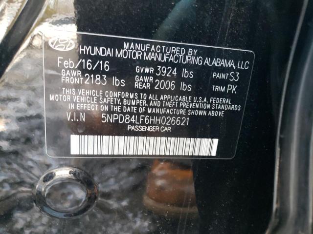 5NPD84LF6HH026621 - 2017 HYUNDAI ELANTRA SE BLACK photo 12