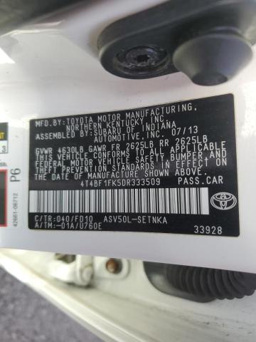 4T4BF1FK5DR333509 - 2013 TOYOTA CAMRY L WHITE photo 12